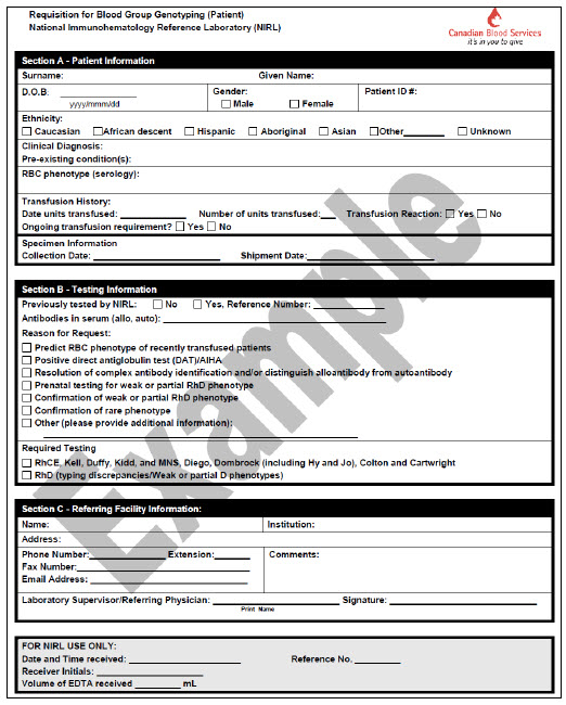 Sample Requisition Forms (Non-RHD Genotyping)